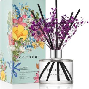 Flower Reed Diffuser Set / 6.7oz / Garden Lavender/Scent Diffuser with Sticks