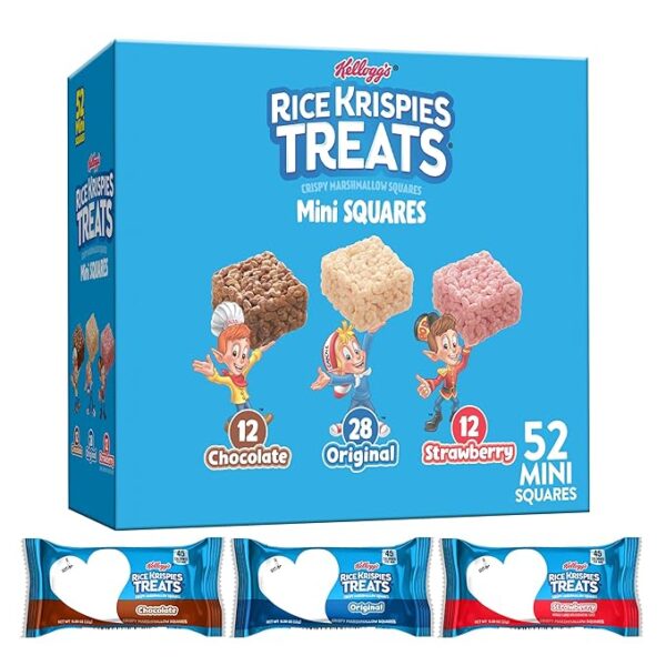 Rice Krispies Treats Mini Squares, Kids Snacks, Lunch Snacks, Variety Pack, 20.1oz Box (52 Bars)